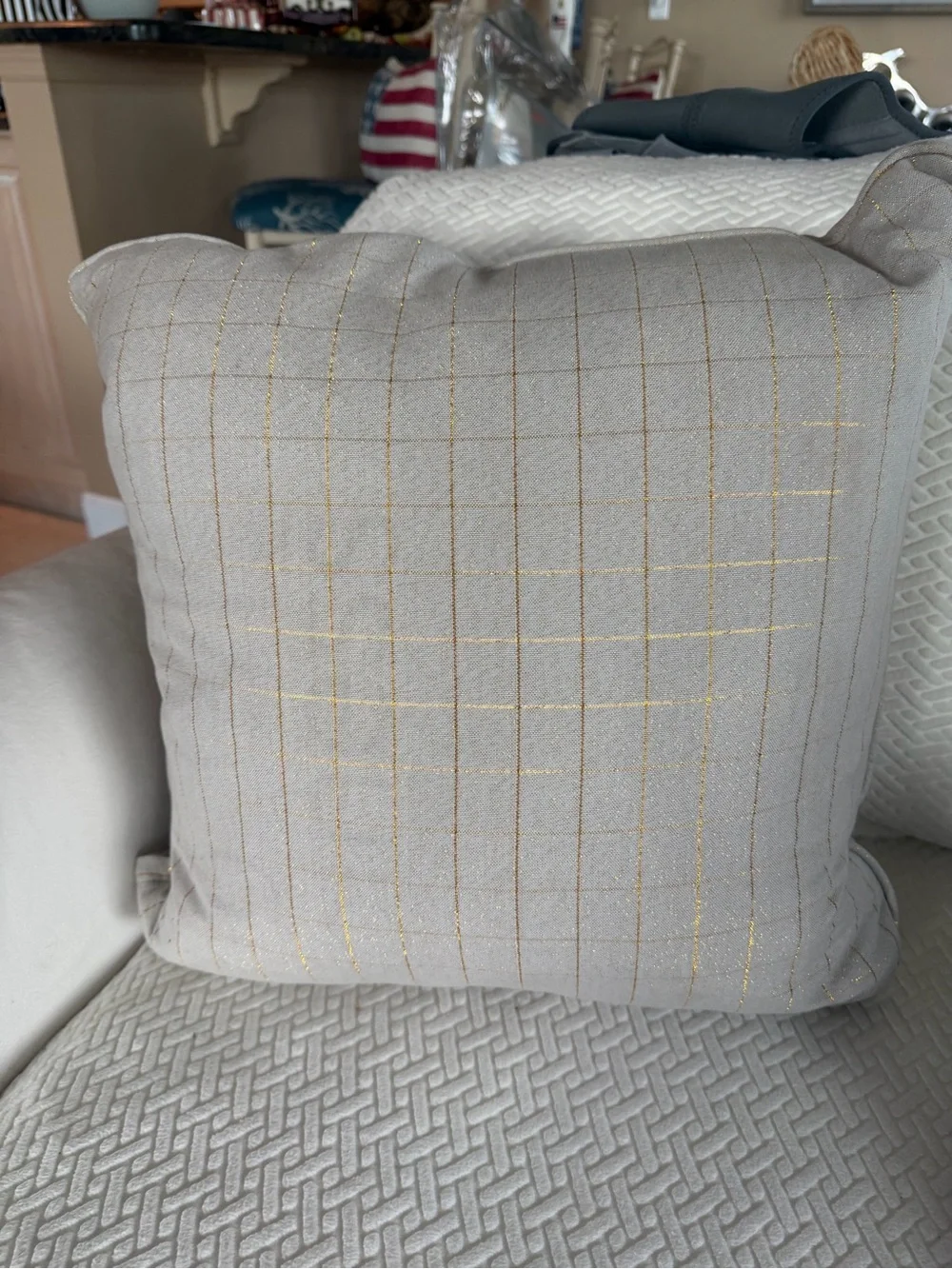 Holiday Snowflake Embroidered Decorative Pillow - Beige